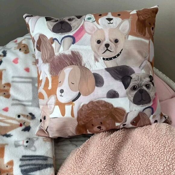 Dog Print Zippered Pillowcase for Accent Pillow 17.7" - Picture 4 of 6